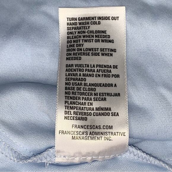 Audrey Parks+Francesca's NWT Blouse Sheer Long Sleeve Light Blue Pullover Size S - Picture 12 of 12